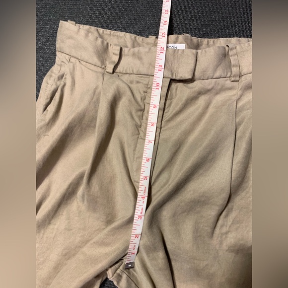 Babaton Aritzia Sadiki Linen Blend Pleaded Trousers Size 8 Basil Tan Color - Picture 4 of 10